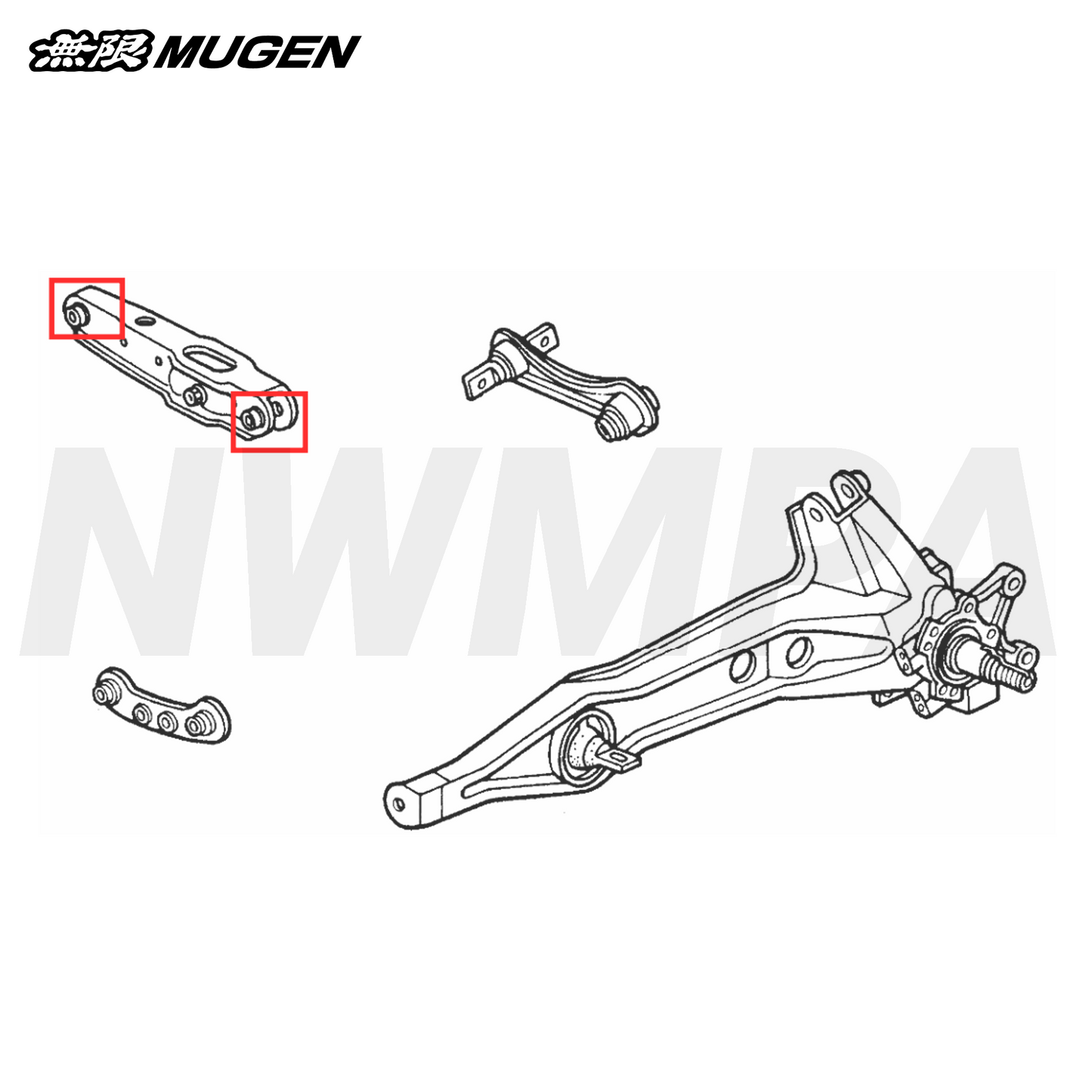 MUGEN BUSH SET, REAR LOWER ARM - 4 PIECE SET - 94-01 INTEGRA GSR & TYPE R