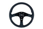 MUGEN RACING III, 350MM STEERING WHEEL - BLACK SMOOTH LEATHER RED STITCHING