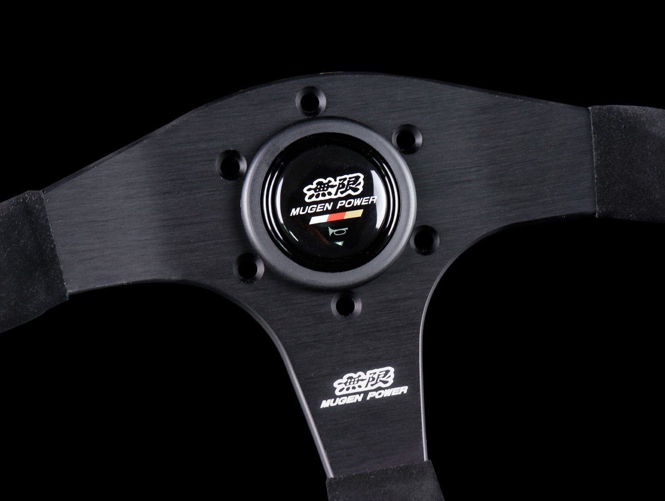 MUGEN RACING III, 350MM STEERING WHEEL - BLACK SMOOTH LEATHER RED STITCHING